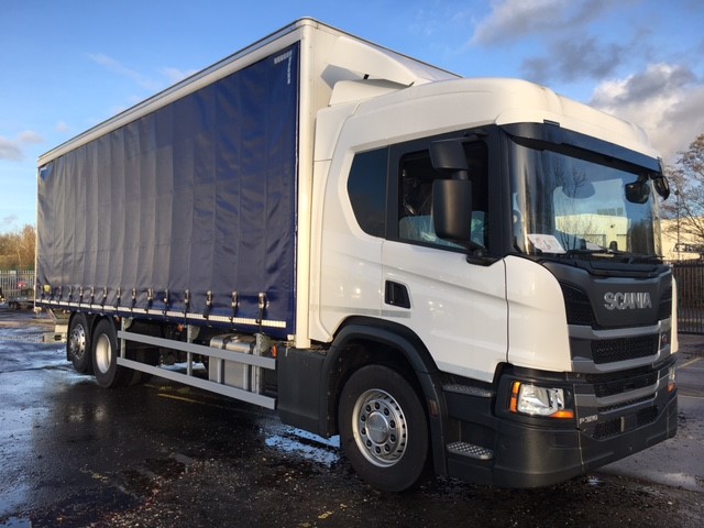 Brand new 26tonne Scania P320 6×2 Curtain side in stock for contract hire